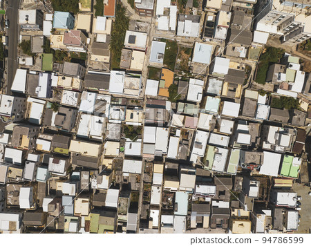 Aerial view  village house rooftops  Penghu Taiwan 94786599