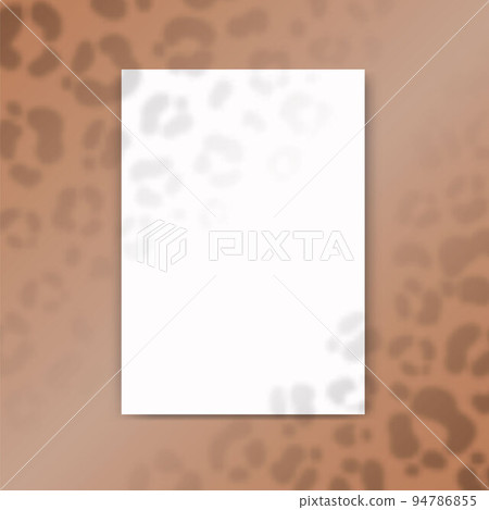 Mock up of empty paper blank. Reflected cheetah print shadow from window. Realistic silhouette effect background. Vector. Mock up of empty paper blank. Reflected cheetah print shadow from window. Realistic silhouette effect background. Vector. 94786855