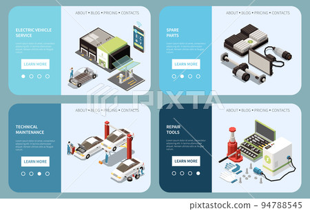 Electric Vehicle Service Isometric Landing Pages 94788545