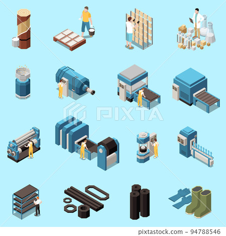 Rubber Production Technology Isometric Set 94788546