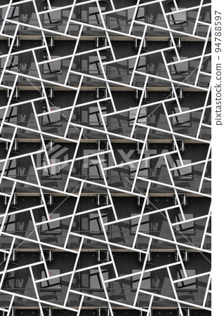 The outer wall of a building with a geometric pattern The outer wall of a building with a geometric pattern 94788597