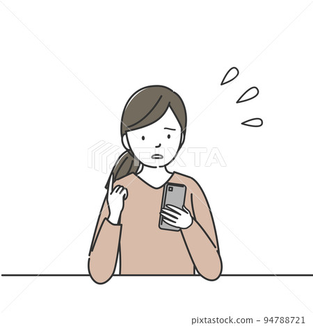 一個年輕女人,臉上帶著智能手機 一個年輕女人,臉上帶著智能手機 94788721