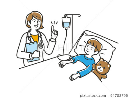 檢查兒童患者病情的女醫生的插圖素材 94788796