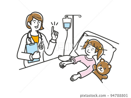 Illustration material of a female doctor examining a child patient Illustration material of a female doctor examining a child patient 94788801