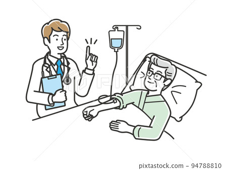一名男醫生檢查住院病人的插圖素材 一名男醫生檢查住院病人的插圖素材 94788810