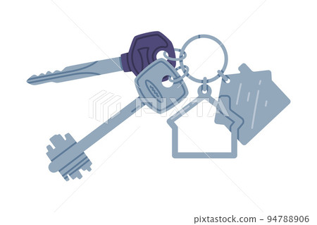 Trinket with Key Hanging with Keyring Vector Illustration 94788906