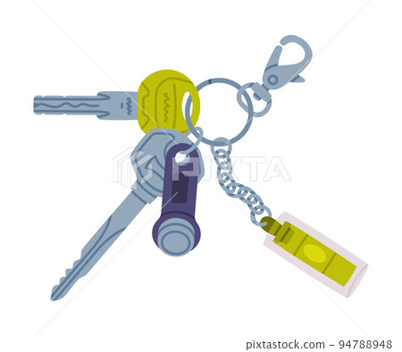 Trinket with Steel Key Hanging with Keychain or Keyring Vector Illustration Trinket with Steel Key Hanging with Keychain or Keyring Vector Illustration 94788948
