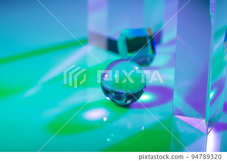 Glass crystal prism. Multicolor light effect Glass crystal prism. Multicolor light effect 94789320
