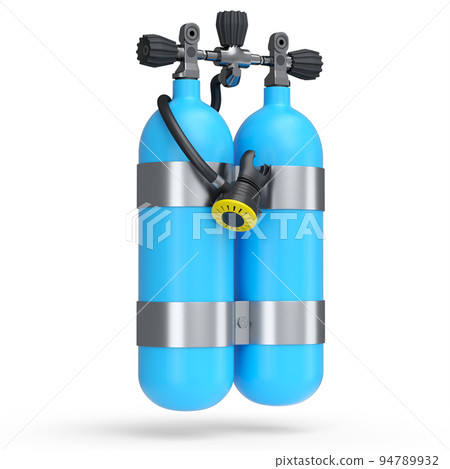 Blue diving tanks or balloons full oxygen for snorkeling isolated on a white 94789932