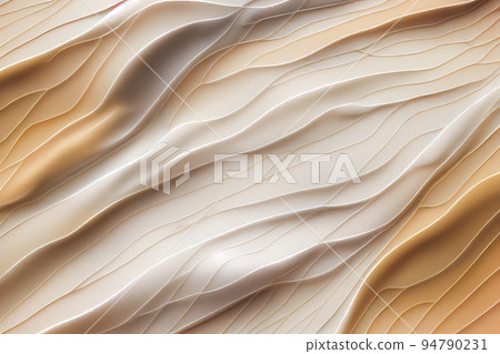 Undulating fabric creamy colors with complex texture. Silk fabric beige macro texture background. 94790231
