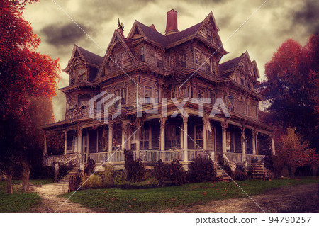 Halloween American Victorian Spooky House Halloween American Victorian Spooky House 94790257