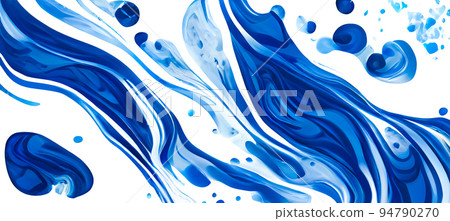Blue and White liquid marble watercolor abstract texture wallpaper 94790270