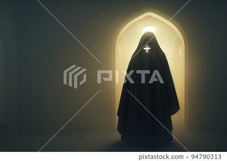 Halloween concept background of skeleton ghost in old Horror house. Halloween concept background of skeleton ghost in old Horror house. 94790313