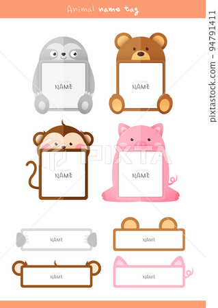 Children's animal name tag illustration 06 94791411
