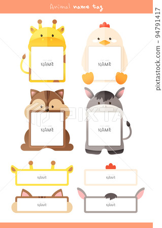 Children's animal name tag illustration 01 94791417