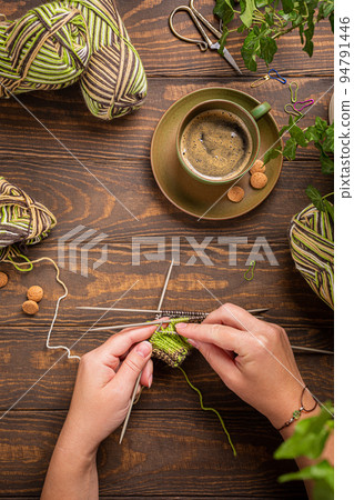 Knitting project of socks in progress. 94791446