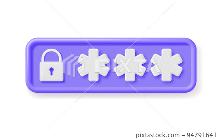 3D Password Field with Padlock Isolated. 3D Password Field with Padlock Isolated. 94791641