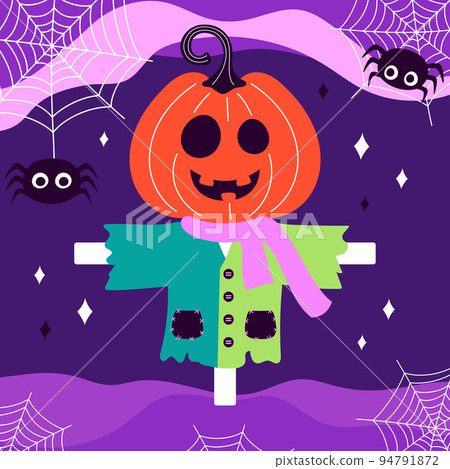 halloween vector illustration with cartoon cute scarecrow halloween vector illustration with cartoon cute scarecrow 94791872