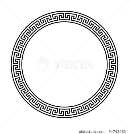 Greek ornament circle frame. Meander round pattern. Ancient Greek fret border. Geometric meandros motif. Vector 94792083