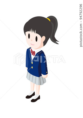 Schoolgirl with ponytail in uniform Schoolgirl with ponytail in uniform 94792296
