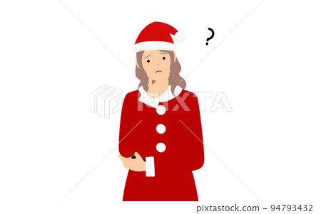聖誕老人中的一個女人雙臂交叉思考 94793432