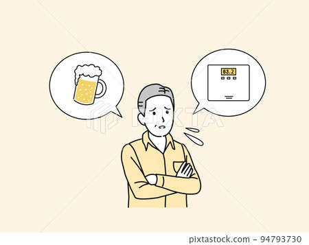 Getting fat from drinking too much alcohol Middle-aged man Fat middle-aged Obesity Beer illustration Getting fat from drinking too much alcohol Middle-aged man Fat middle-aged Obesity Beer illustration 94793730