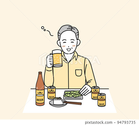 中年男子喝啤酒喝晚酒喝太多喝醉了插圖 94793735