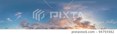 Dark blue sunset sky panorama with pink Cumulus clouds. Seamless hdr 360 panorama in spherical equirectangular format. Full zenith for 3D visualization, sky replacement for aerial drone panoramas. Dark blue sunset sky panorama with pink Cumulus clouds. Seamless hdr 360 panorama in spherical equirectangular format. Full zenith for 3D visualization, sky replacement for aerial drone panoramas. 94793982