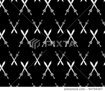 Crossing Sword Black and White Seamless Pattern Crossing Sword Black and White Seamless Pattern 94794487