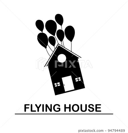 Logo Silhouette Flying House Isolated on a White Background Logo Silhouette Flying House Isolated on a White Background 94794489