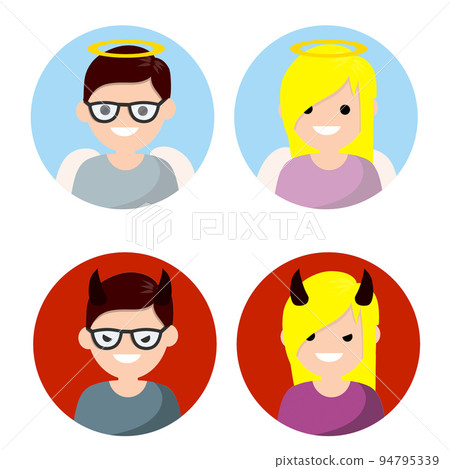 Angel and devil. Cartoon flat illustration. 94795339