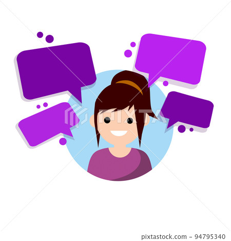 Young woman and chat. Avatar of girl Young woman and chat. Avatar of girl 94795340