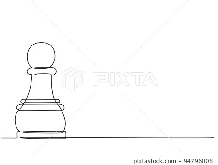 Continuous one line drawing of chess piece pawn. Vector illustration Continuous one line drawing of chess piece pawn. Vector illustration 94796008