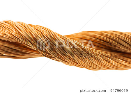 Pure copper wire macro isolated on white background Pure copper wire macro isolated on white background 94796059