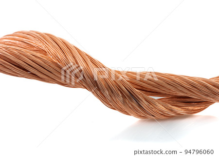 Copper wire close-up isolated on white background Copper wire close-up isolated on white background 94796060