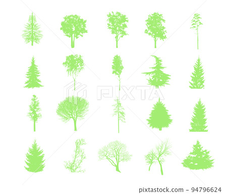 Tree green silhouettes set. Vector illustration Tree green silhouettes set. Vector illustration 94796624