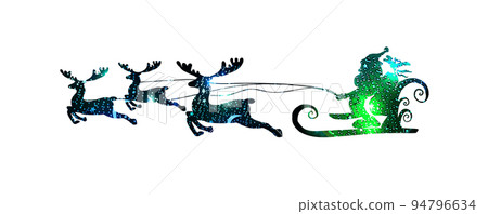 Silhouette of santa in a carriage with deers. Vector illustration Silhouette of santa in a carriage with deers. Vector illustration 94796634