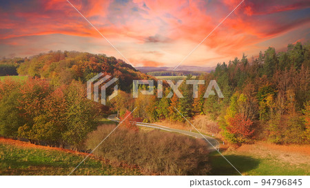 Colorful autumn scene in the mountains at sunset 94796845
