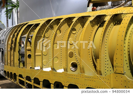 airplane airframe or fuselage without panels installed, The layout of the airplane structural. airplane airframe or fuselage without panels installed, The layout of the airplane structural. 94800034