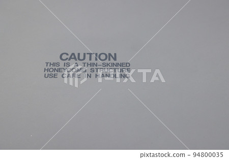 Caution warning sign on fuselage and wings of modern jet fighter, Caution decal on aircraft. 94800035