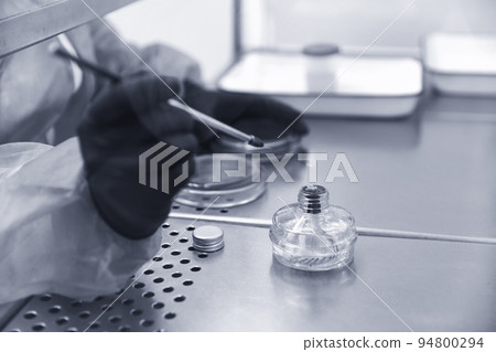 Researcher working with petri dish with bacteria in bacteriological laboratory. Concept of Pharmaceutical Development for Antibiotics, Curing Disease Researcher working with petri dish with bacteria in bacteriological laboratory. Concept of Pharmaceutical Development for Antibiotics, Curing Disease 94800294