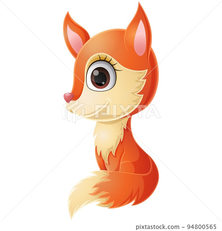 Cute baby fox cartoon sitting 94800565