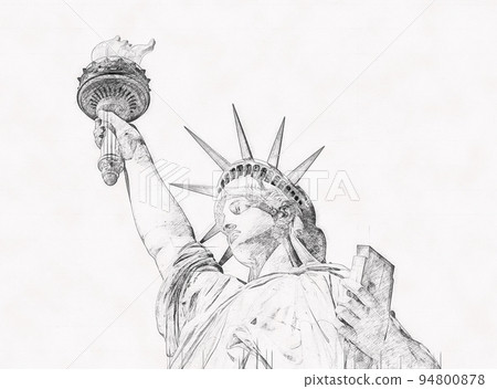 Statue of Liberty, Hand drawn style pencil sketch Statue of Liberty, Hand drawn style pencil sketch 94800878