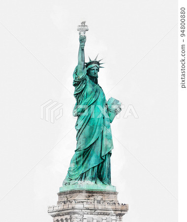 Watercolor painting illustration of the Statue of Liberty isolated on white background Watercolor painting illustration of the Statue of Liberty isolated on white background 94800880