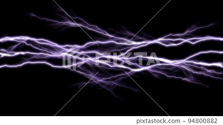 Thunder lightning bolts isolated on black background, abstract electric concept 94800882