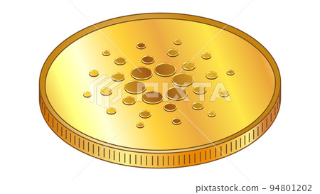 Gold coin Cardano ADA in isometric top view isolated on white. Vector design element. Gold coin Cardano ADA in isometric top view isolated on white. Vector design element. 94801202