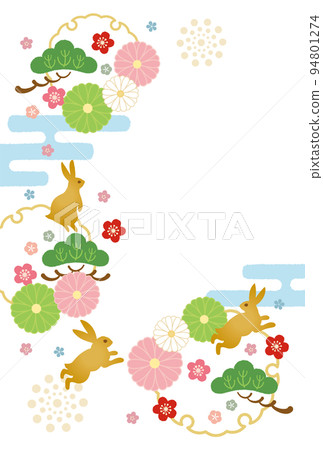 兔年-新年賀卡模板-Sa 3矢量 94801274