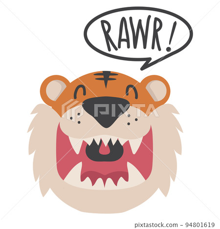 Cute tiger open mouth roaring vector Cute tiger open mouth roaring vector 94801619