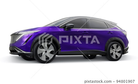 violet electric SUV car of the new generation on a white background. 3d rendering. 94801907