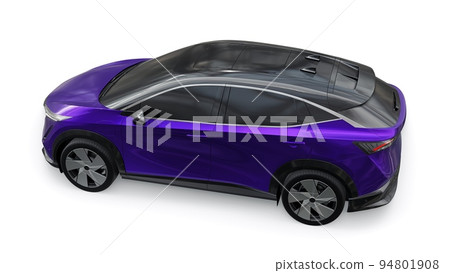 violet electric SUV car of the new generation on a white background. 3d rendering. violet electric SUV car of the new generation on a white background. 3d rendering. 94801908